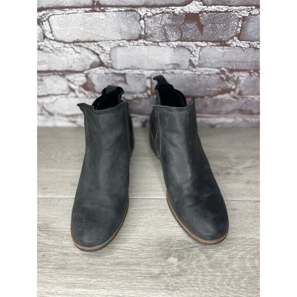 Korks Black Leather Oiled Ankle Booties Block Heel Boots Women’s Sz 8M US/39EU - Picture 7 of 12